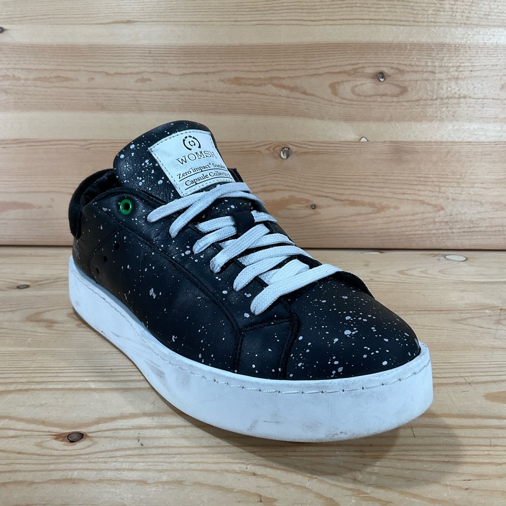 WOMSH Leather Sneakers 
Size EU 40 US Women’s 8 
Black Silver White